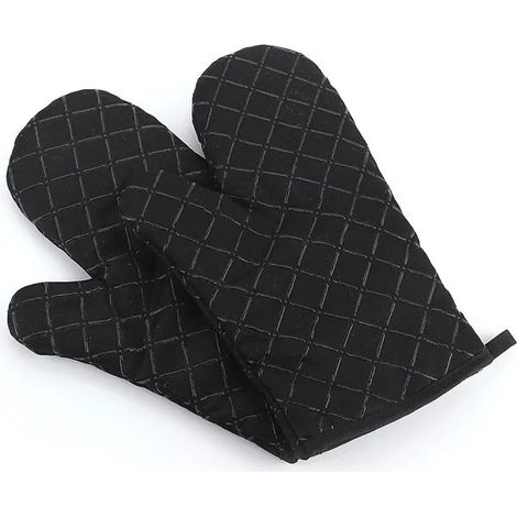 Gants de Four Cuisine Kuangfushang, Résistants à la Chaleur Gants de Four Épais Résistants à la Chaleur, 1 Paire, Noir (1/5)