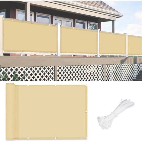 Brise-vue pour balcon - Toile de balcon - Paravent de balcon - Imperméable et anti-UV - Toile d'ombrage résistante aux intempéries avec attaches pour usage extérieur, terrasse (1/5)