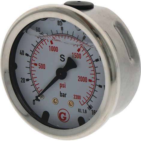 Manomètre à raccord arrière G 1/4 pouce 160 bar 63 mm (1/2)