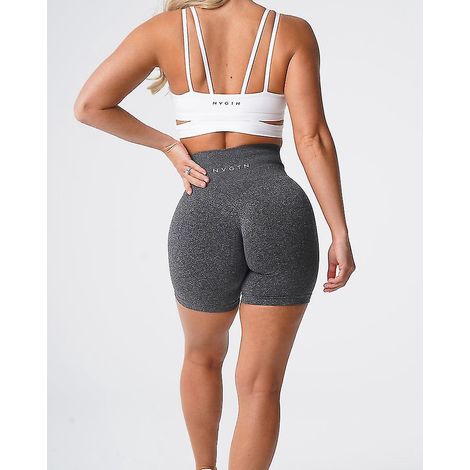 Nahtlose Profi-Shorts aus Spandex für Damen, Fitness, elastisch, atmungsaktiv, figurformend, für Freizeit, Sport und Laufen – Größe S – Schwarz (1/5)
