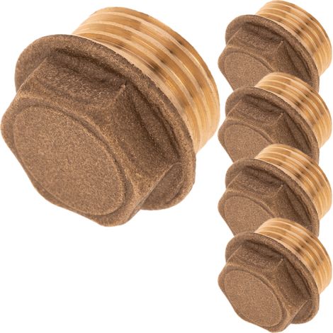 PrimeMatik - Lot de 5 bouchons mâles 1/2" en laiton zingué pour installations d'eau (1/5)
