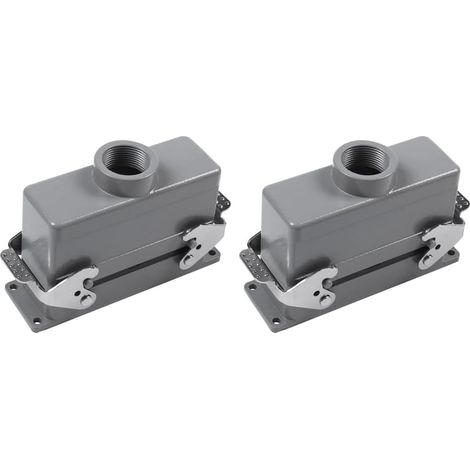 2X Rectangulaire H24B-He-024-1 Connecteurs à Usage Intensif Puissance 24 Broches Ligne de Noyaux Pieds à Vis 16A 500V Prise D'Aviation Prise,139X43X72mm (1/5)