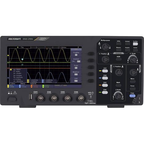 Voltcraft – Oscilloscope numérique 100 MHz 4 canaux – VC11539895 – 1 Géch/s 80 kpts 8 bits mémoire numérique – Pour professionnels