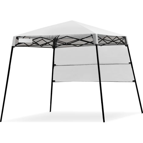 Tenda a baldacchino portatile e leggero con borsa per campeggio, Gazebo da esterno con gambe inclinate Bianco (1/4)