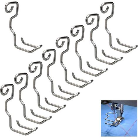 Protezioni per le dita per macchine da cucire, 10 pezzi. Le protezioni per le dita proteggono le mani dagli aghi. Per macchine a punto catenella, modello per principianti, colore argento. (1/5)