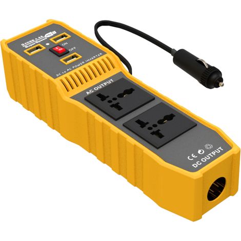 Convertisseur de puissance pour voiture 400 W, onduleur à onde sinusoïdale modifiée haute fréquence, convertisseur CC 12 V vers CA 220 V avec 3 ports USB, 2 prises secteur et allume-cigare. (1/5)