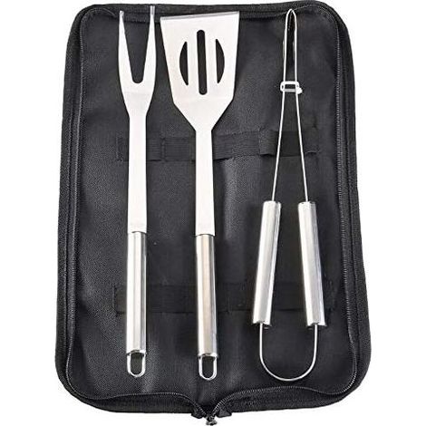 Ensemble d'ustensiles de barbecue, kit d'outils pour grillades, ensemble d'accessoires de cuisine haut de gamme en acier inoxydable extra épais, comprenant 3 ustensiles en acier inoxydable. (1/5)
