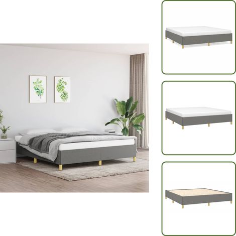 Cadre de lit sans matelas gris foncé 180x200 cm tissu - Cadre De Lit - Lit Double - Literie - Meuble Chambre - Chambre Adulte (1/5)