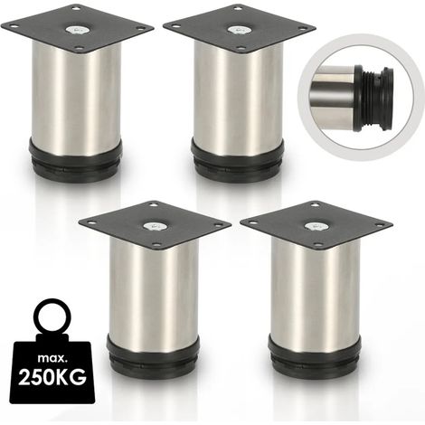 Meuble Pied Pied Commode, Placard Réglable Acier Inoxydable 100mm 4pcs (1/5)