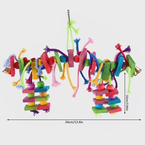 Jouets en bois pour perroquets, à suspendre dans la cage : blocs à mâcher multicolores pour perroquets et perruches. Produit pour animaux de compagnie. (1/5)