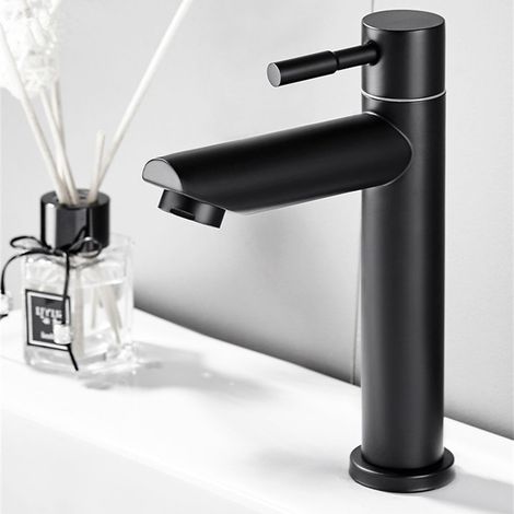 Robinet eau froide noir mat en acier inoxydable pour lavabo bassin WC (1/5)