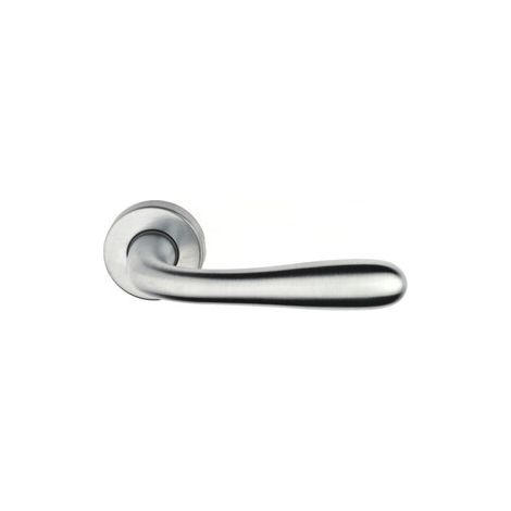 MANIGLIA PORTA BLINDATA ROSETTA TONDA 'GOCCIA' Sx - cromo satinato  - FORME