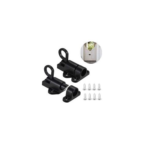 Verrou Porte,2 Pièces Loquet Ressort Automatique en Alliage D'Aluminium Verrou Porte Coulissante Quincaillerie de Portes et Loquets Serrure Porte Ressort Automatique,Armoires Cuisin (Noir)