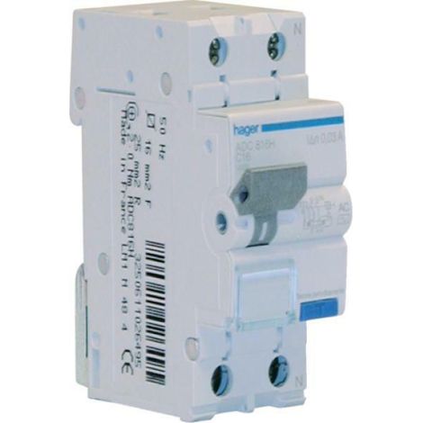 Hager interruttori automatici magnetotermici differenziale bipolare 1pn 16a 6k 2 moduli adc916h