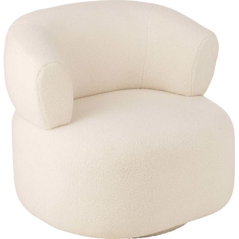 Fauteuil lounge blanc en tissu design confort moelleux - Blanc écru doux et lumineux (1/5)