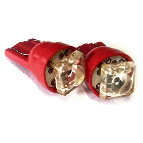Coppia 2 Lampade Led T10 Con 1 Led F5 Flux Colore Rosso Red 12V 0,2W