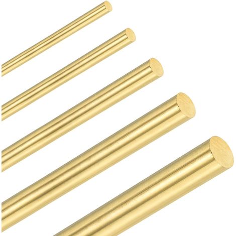5-Pack Brass Rod, 1-2.5mm Dia 7.87" H59 Solid Brass Round Shank For Knife Handle Pins Hardware Supplies For Manufacture Trunnion Rivet Stock Tube (1/5)