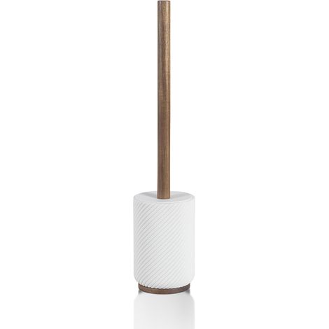 Brosse WC - Résine blanche et bois - ASCOLI