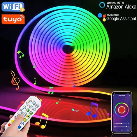 Bande lumineuse néon RGB 5V (WIFI TUYA 1 mètre) avec câble USB étanche et flexible (1/5)