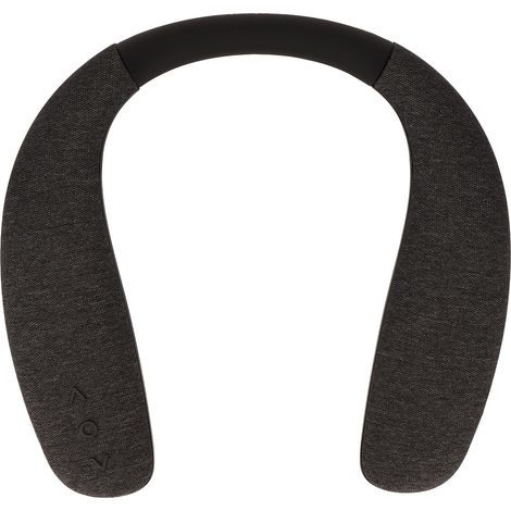 Enceinte Bluetooth tour de cou stéréo avec réduction de bruit, mains libres, sans fil, avec micro intégré, idéale pour le sport et les voyages (noir). (1/4)