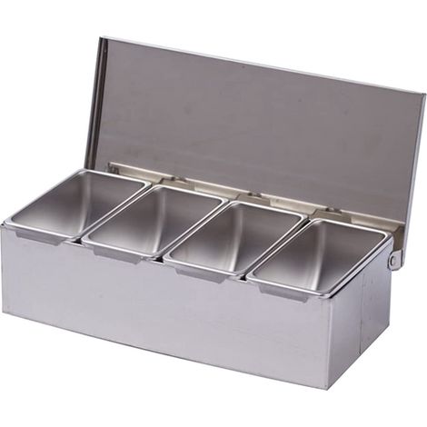 Set di spezie da 4 pezzi: scatola in acciaio inossidabile contenente salsa al formaggio, sale, zucchero, barattoli per spezie e utensili da cucina.