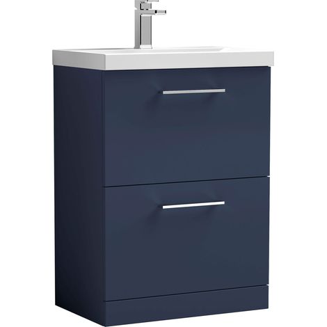 Nuie Arno Floor Standing 2-Drawer Vanity Unit with Basin-3 600mm Wide - Midnight Blue (1/5)