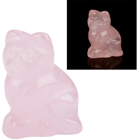 Rosenquarz-Dekoration in Form eines Kätzchens, ein kostbarer rosa Kristallstein mit heilenden Eigenschaften (1/5)