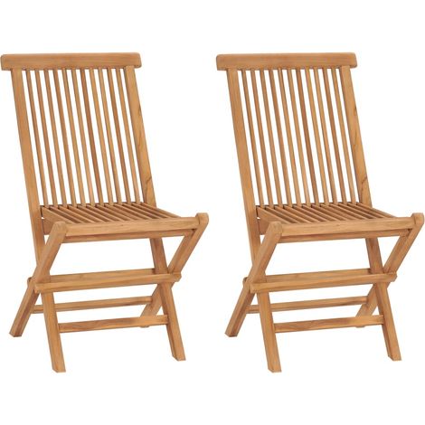 2 pcs Chaises pliables de jardin, Chaises de jardin à dîner, Fauteuils de jardin Bois de teck solide BGT32801 (1/5)