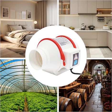 100mm Extracteur d'Air avec Télécommande, Ventilateur de Gaine 310 m³/h Moteur en Cuivre, pour Booster la Ventilation, Cuisine, Salle de Bain, Tentes de Culture (1/5)