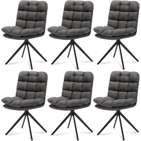 Esszimmerstühle 6er Set drehbar mit abnehmbarem Kissen, modern grau (1/5)