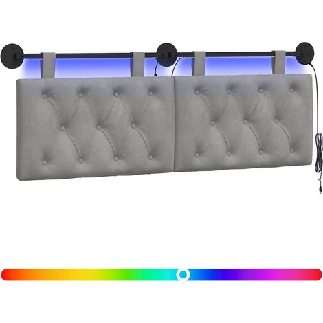Cabecero colgante Con luz LED Gris Claro Terciopelo vidaXL (1/5)