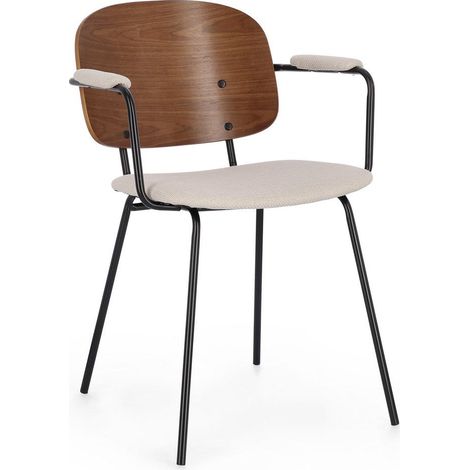 Sedia Sienna con struttura in acciaio verniciata a polvere epossidica, per arredo interno con braccioli, 57 x 60 x h 80 cm -Beige / Confezione da 4 pezzi (1/5)