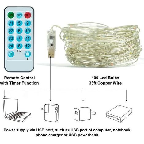 Guirlande lumineuse USB avec commande vocale, fil de cuivre, décoration de Noël et de fête (1/4)