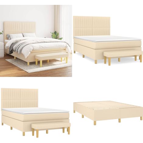 Boxspringbett mit Matratze Creme 140x200 cm Stoff - Boxspringbett - Doppelbett - Cremefarbenes Bett - Bettsofa - Schlafsystem - Home & Living (1/5)