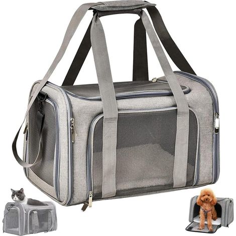 Transporttasche für Katze & Hund, faltbar, bis 5kg, Grau (1/5)