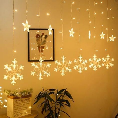 Guirlande lumineuse rideau LED étoiles et lune, lampe d'ambiance décoration Noël camping extérieur IP65 A25 (1/5)