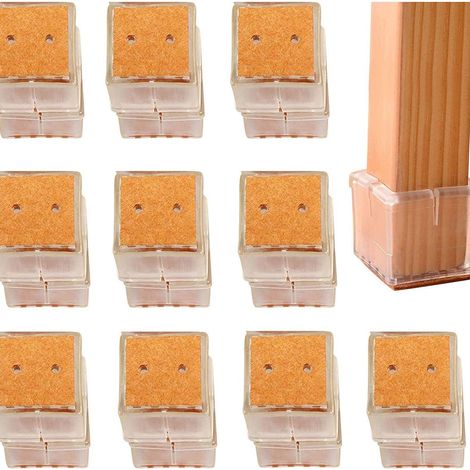 Lot de 20 protège-chaises, 20 protections carrées en silicone pour pieds de meubles, protections de sol contre les rayures (1/5)