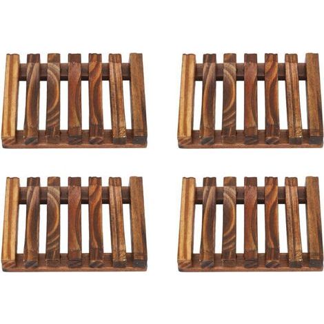 4 Pièces Support à Savon en Bambou, Drainage Optimal, Résistant à l'Eau, Égouttoir à Savon Écologique (1/5)