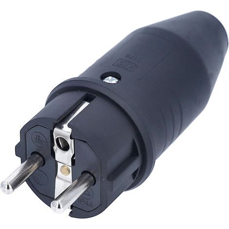 Robust Rubber Plug, 2 Pins, 16A, IP44, For Construction Sites and Industry (1/5)