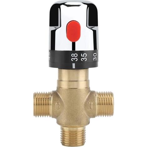 Inverseur Commutateur de vanne pour douche, Douchette et douche de tête bras de douche inverseur 3 voies laiton massif, chrome poli (PV8) (1/5)