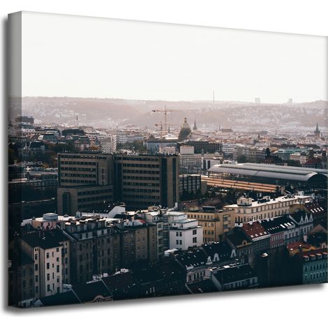 Leinwandgemälde Architektur Stadtansicht 50x40 cm Vogelperspektive