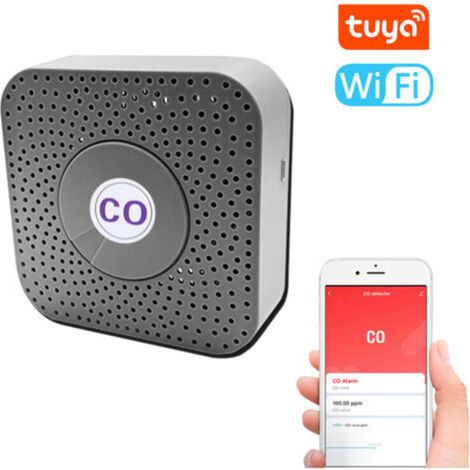 Détecteur CO Tuya WiFi portable, testeur de monoxyde de carbone multifonction, compteur concentration CO électrochimique, testeur qualité d’air domestique,de dyk. (1/4)
