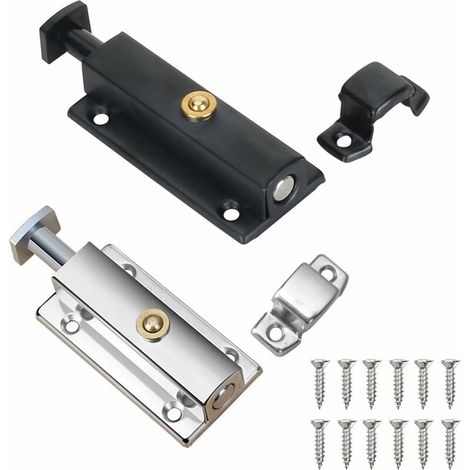 Serratura per porta interna in 2 pezzi, serratura per porta del bagno con pomello a molla, argento, serratura automatica nera per porta da 100 mm, per la sicurezza di porte di camere da letto e armadi