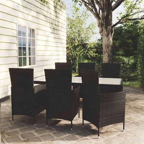vidaXL Juego de comedor de jardín 7 piezas ratán sintético negro (1/5)