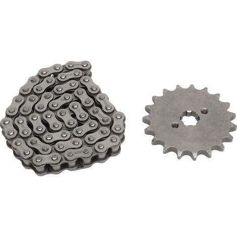 Pignon 428 19T 17 mm avec chaîne 428 60 maillons en acier haute résistance pour motos métalliques 50 à 250 cm3 (1/5)