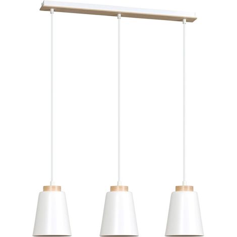 Lampada a Sospensione Bolero, Acciaio verniciato a polvere, Legno, Bianco, 66x100x14 cm (1/5)