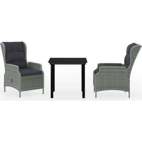 Set da pranzo da giardino 3 pezzi mobili da esterno grigio chiaro 020013625