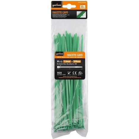 Kaela - Set 30 Pz Fascette Cavi Cavo Verde Stringenti In Plastica Nylon 3.6x350 Mm 92398 - (1/2)