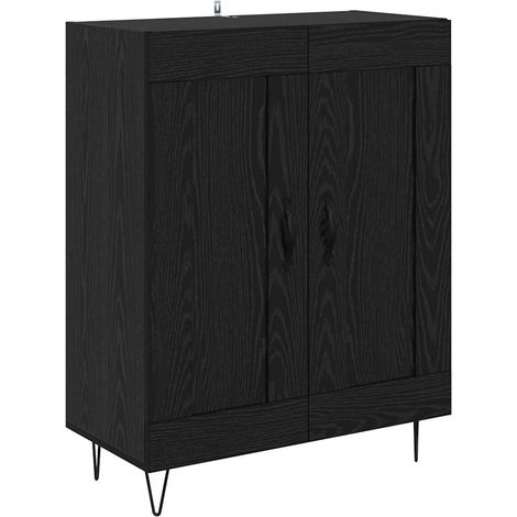 Buffet,Meuble de Rangement,Bahut Chêne noir 69,5 x 34 x 90 cm Bois d'ingénierie et fer CFW343546 (1/5)