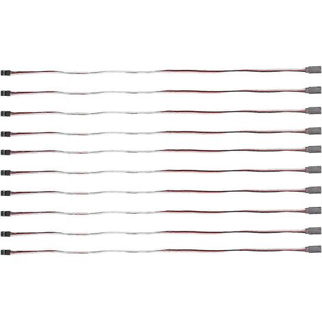 Lot de 10 câbles d'extension servo 3 broches pour voiture miniature, connexion servo pour voiture miniature, âme en laiton, 500 mm, mâle vers femelle (1/5)